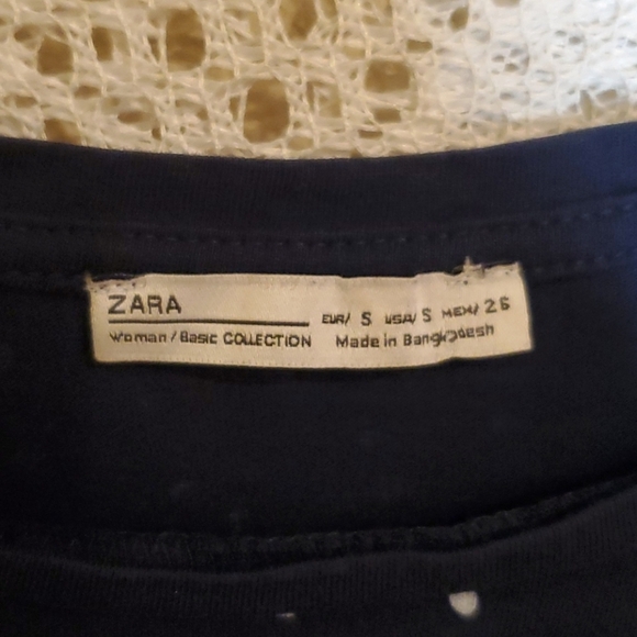 Dark blue Zara top with white oval dots - Picture 8 of 12